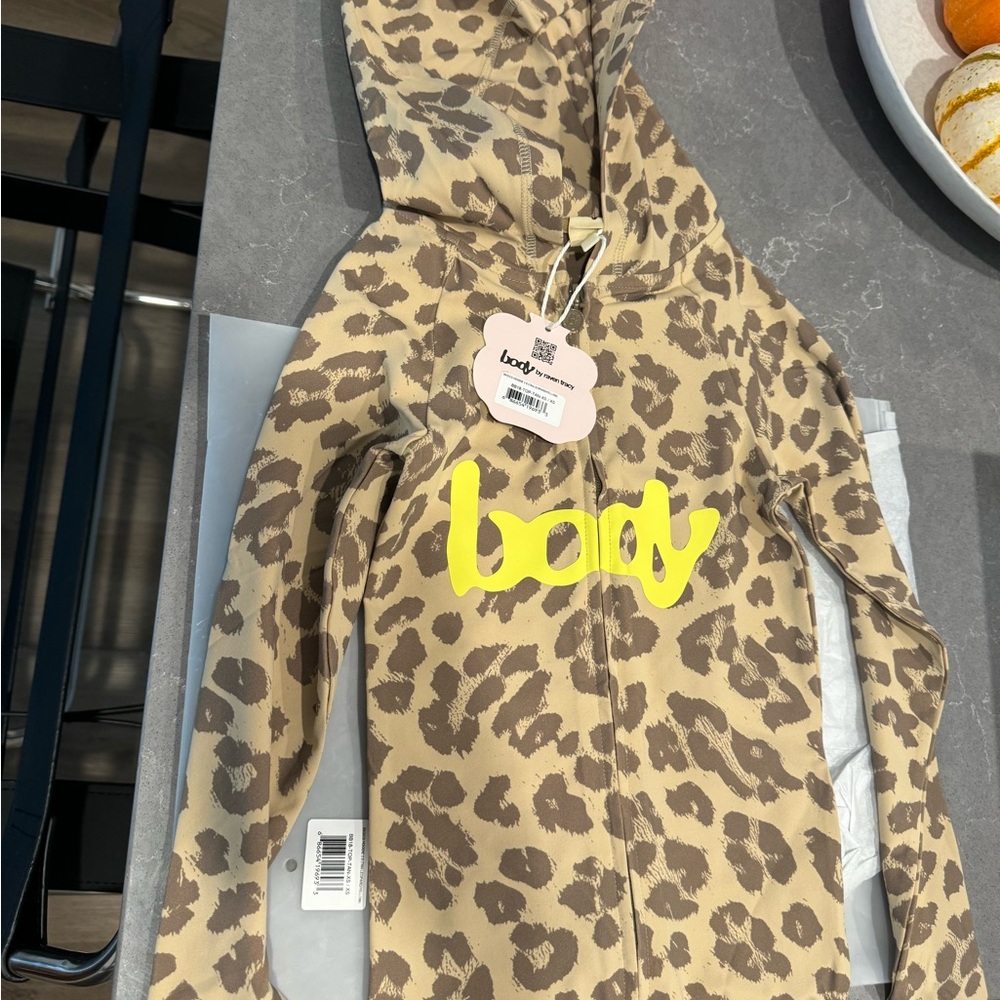 Leopard Print Hooded Zip Up